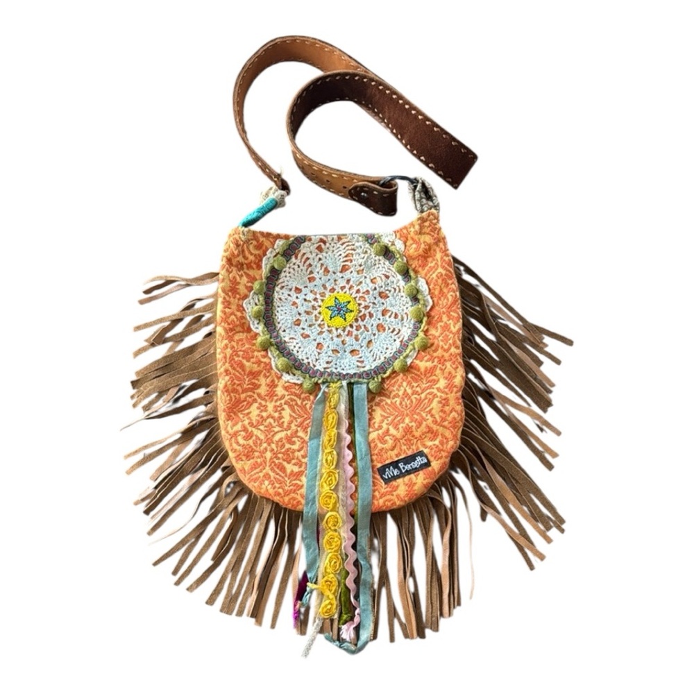 Vivie Borsetta Embroidered Fringe Crossbody Bag Boho Western Hippie